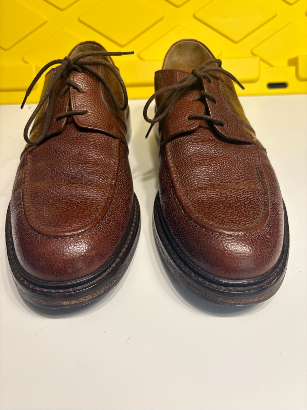 Joseph Abboud Men's Chestnut Brown Grain Leather Derby Shoes